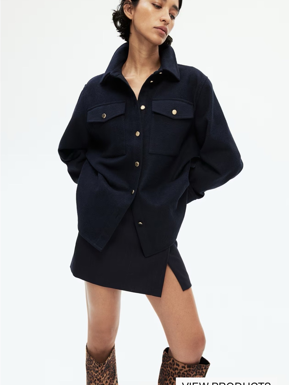 NWT H&M Oversize Women’s Dark Navy Button-Front Shacket